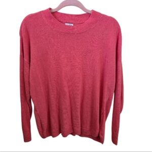 J.Crew Coral Pink Curved Hem Linen Blend Cement Sweater Size M
